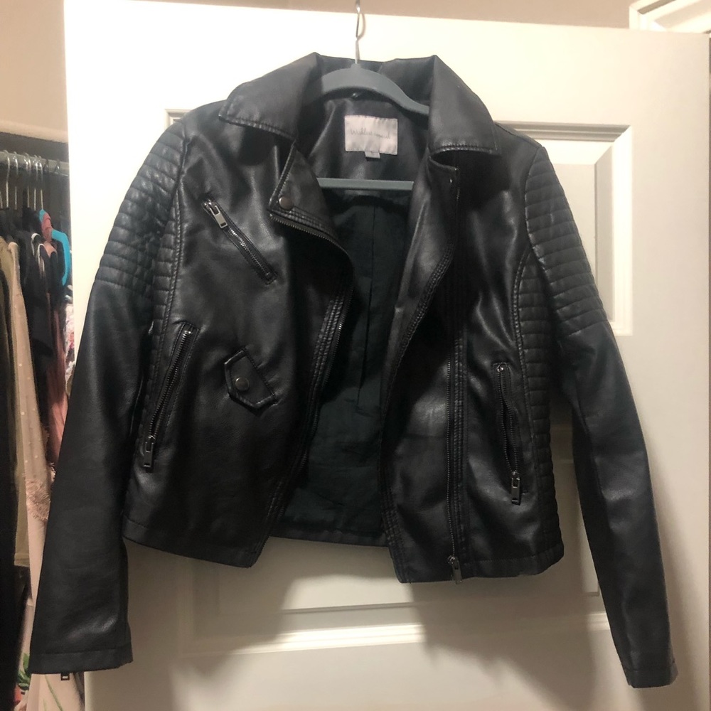 Black leather moto jacket S